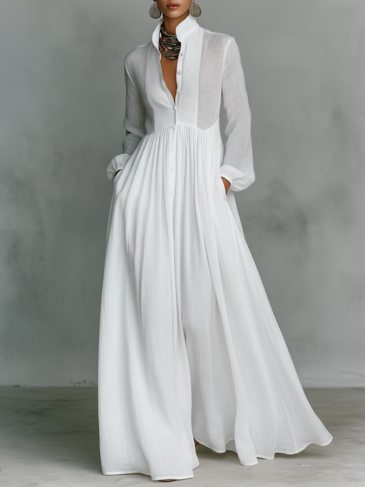 Celeste™ – Minimalist Linen Maxi Dress