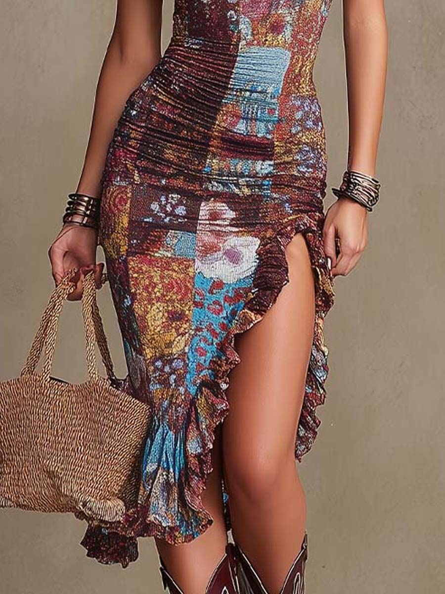 Valéa™ – Ruffle Sculpt Midi Dress