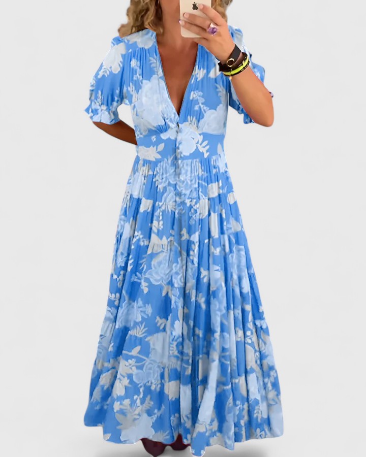 Minelda – Floral V-Neck Dress