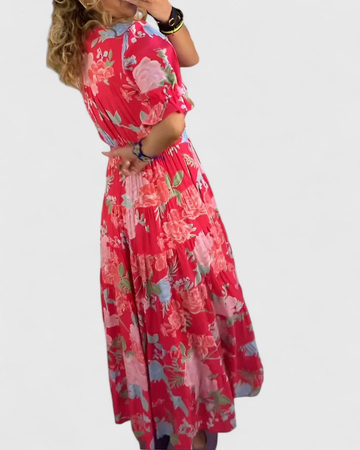 Minelda – Floral V-Neck Dress