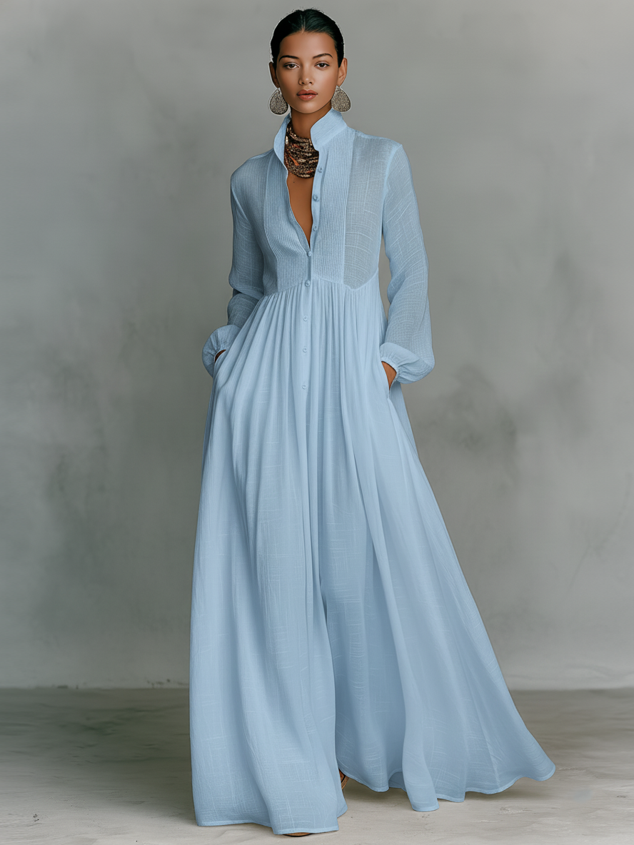 Celeste™ – Minimalist Linen Maxi Dress