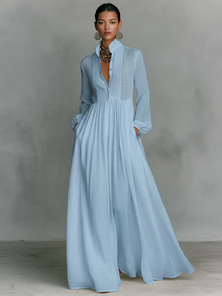 Celeste™ – Minimalist Linen Maxi Dress