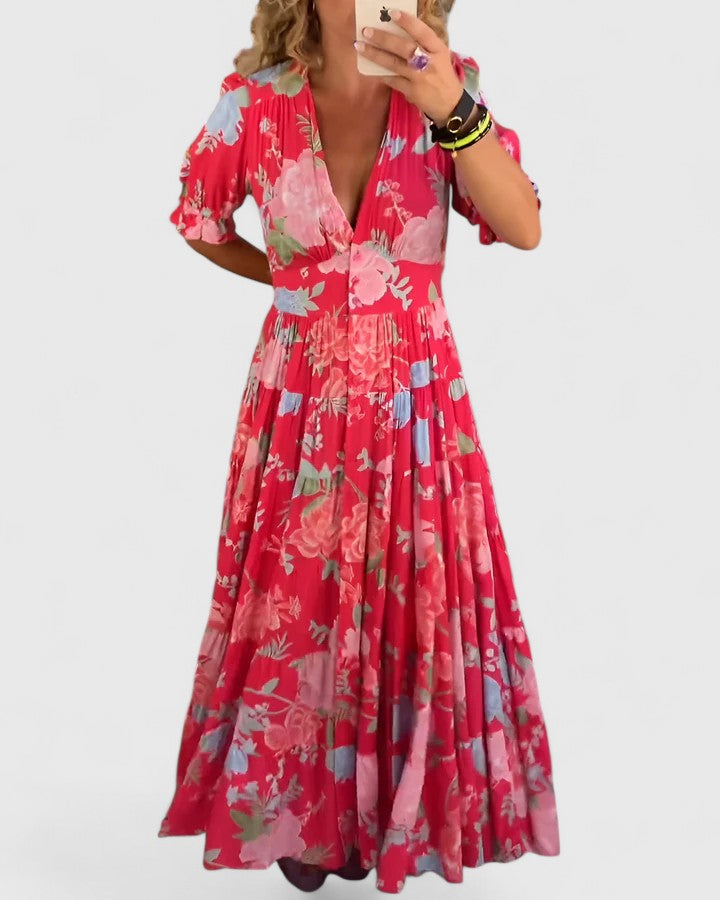 Minelda – Floral V-Neck Dress