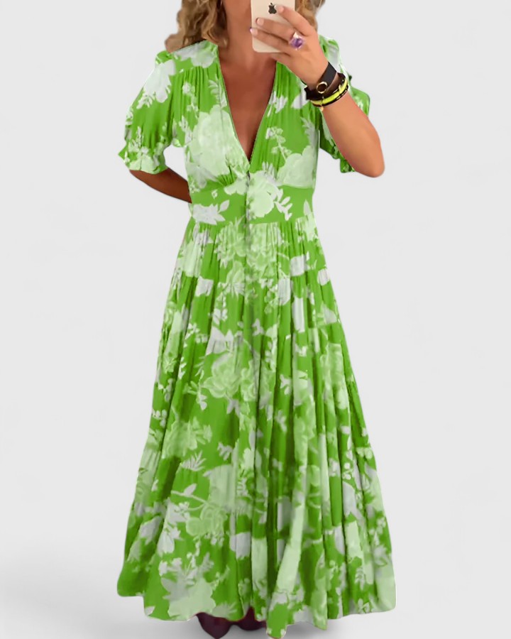 Minelda – Floral V-Neck Dress
