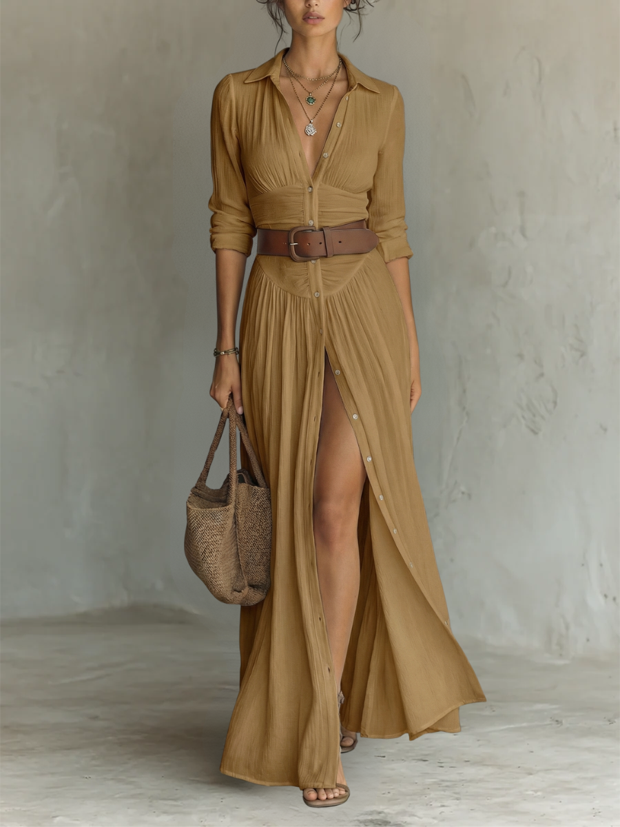 Almira™ – Elegant Linen Maxi Dress