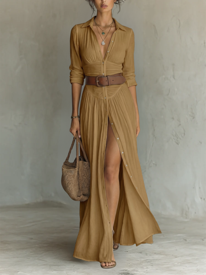 Almira™ – Elegant Linen Maxi Dress
