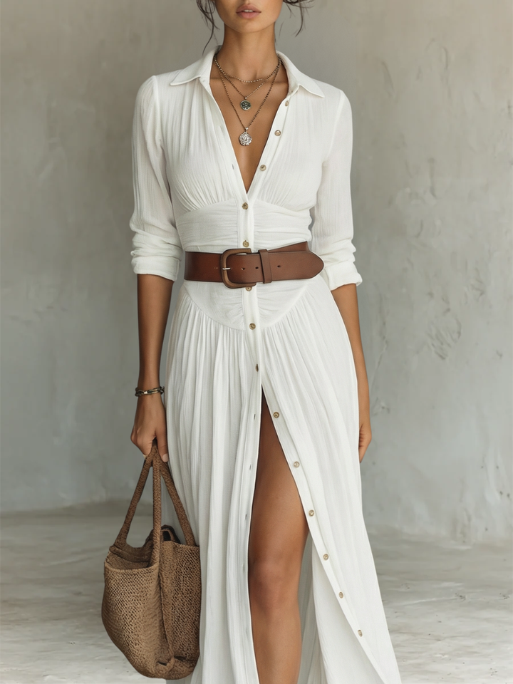 Almira™ – Elegant Linen Maxi Dress