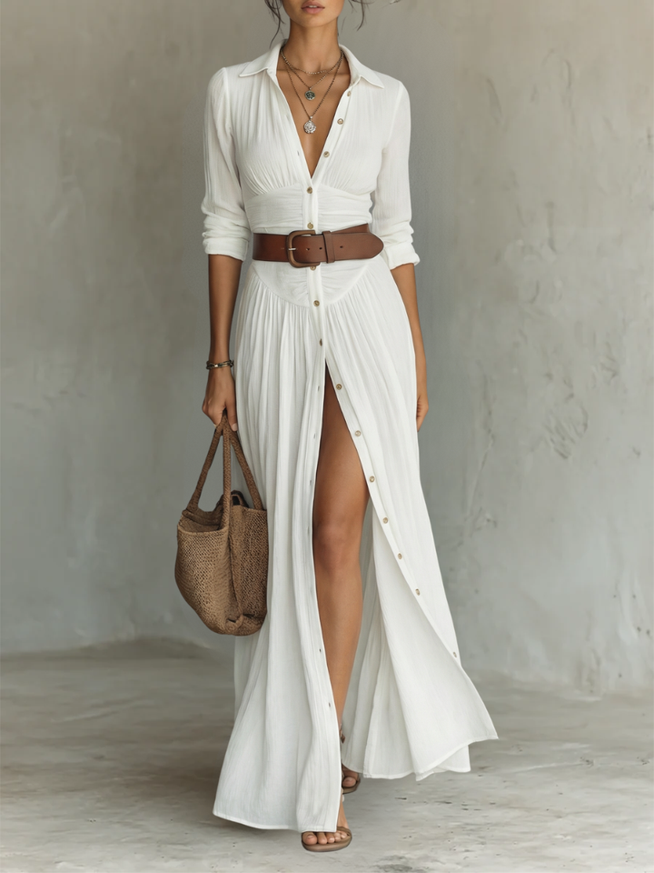 Almira™ – Elegant Linen Maxi Dress