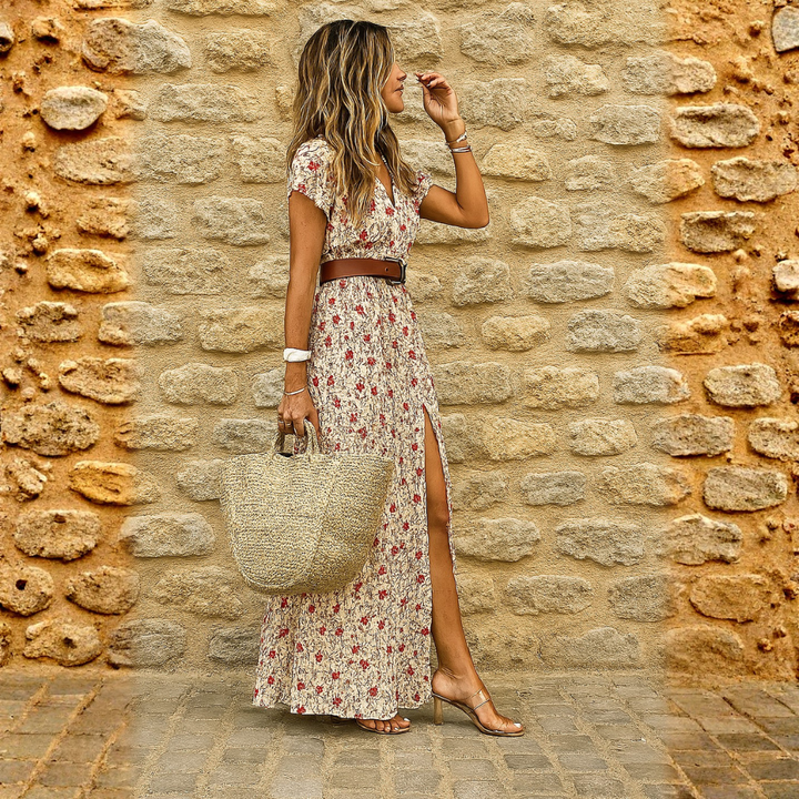 Justine™ – Long Bohemian Flowing Dress with Belt