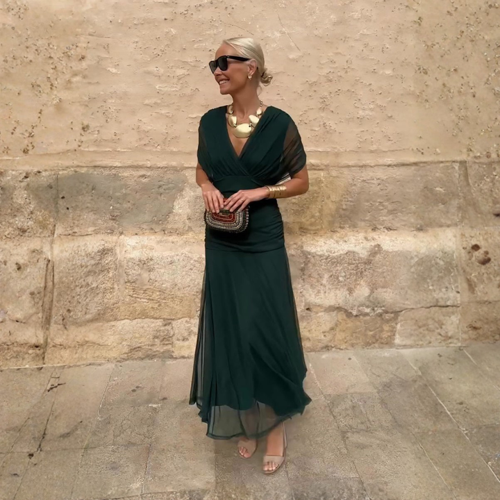 Louise | Elegant Maxi Party Dress with V-Neck