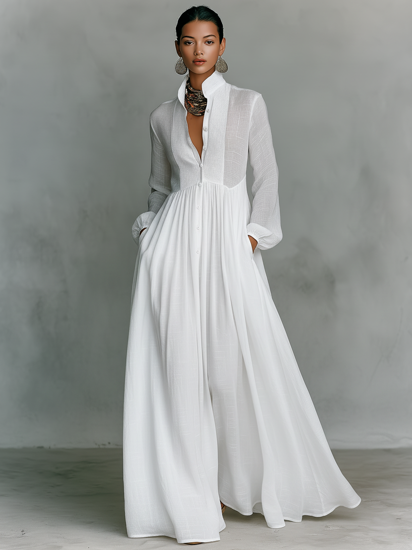 Celeste™ – Minimalist Linen Maxi Dress