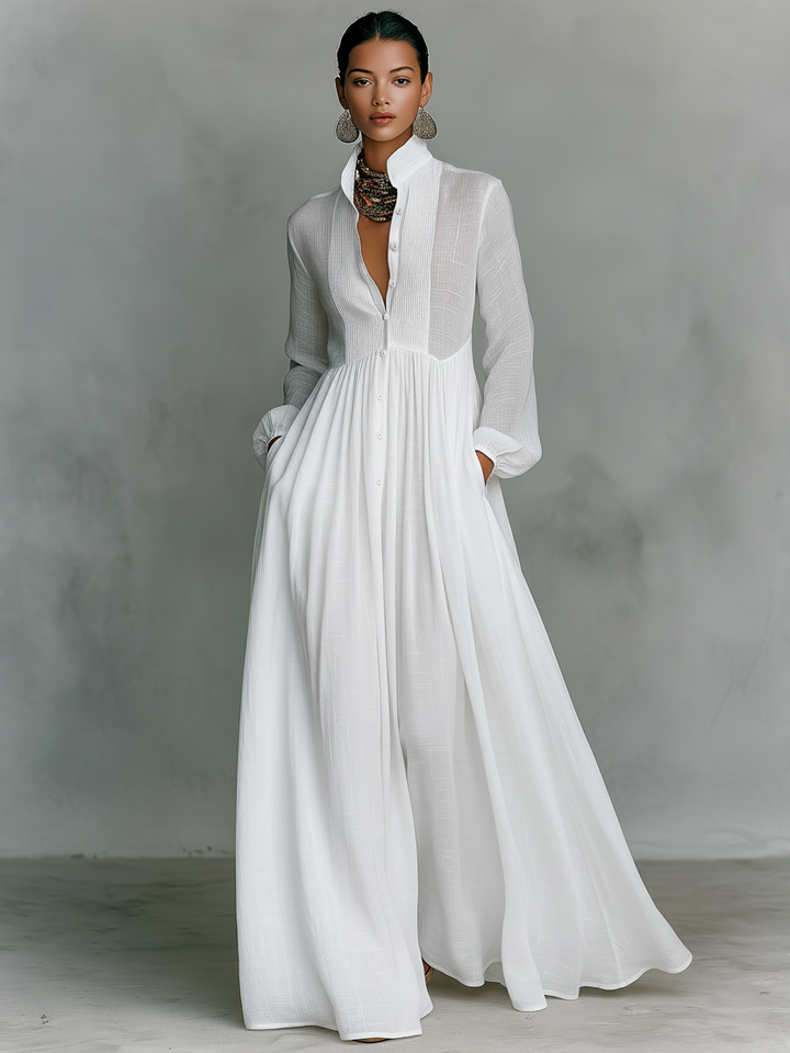 Celeste™ – Minimalist Linen Maxi Dress