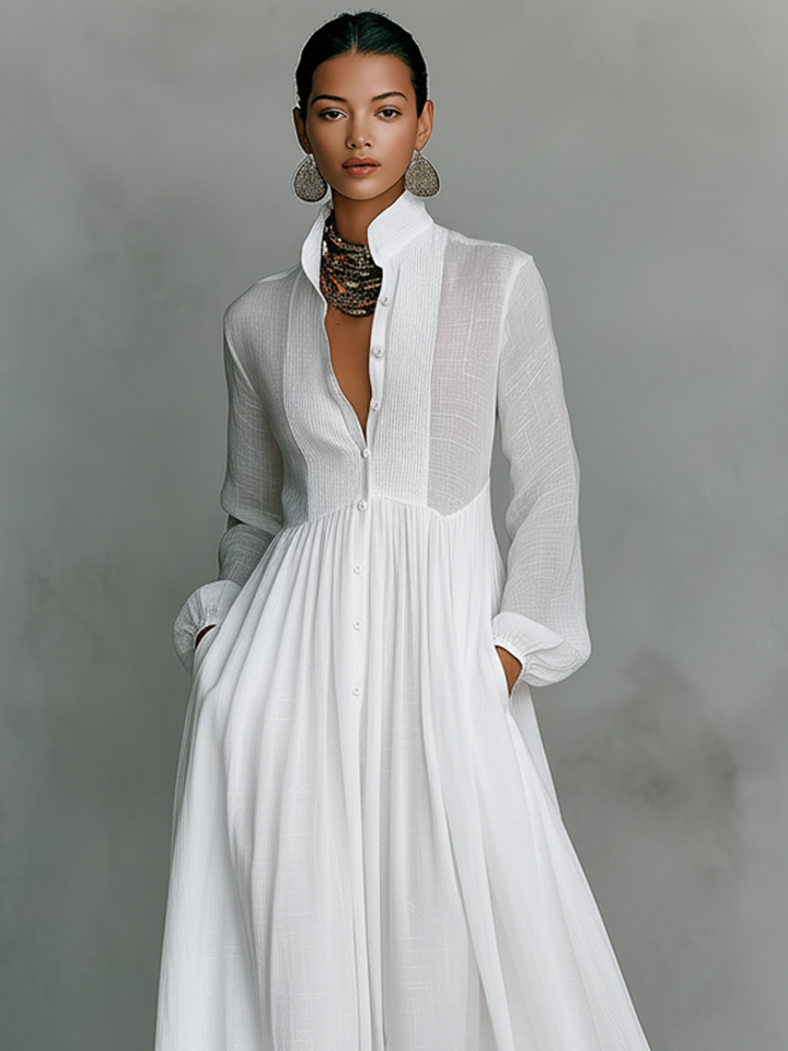 Celeste™ – Minimalist Linen Maxi Dress