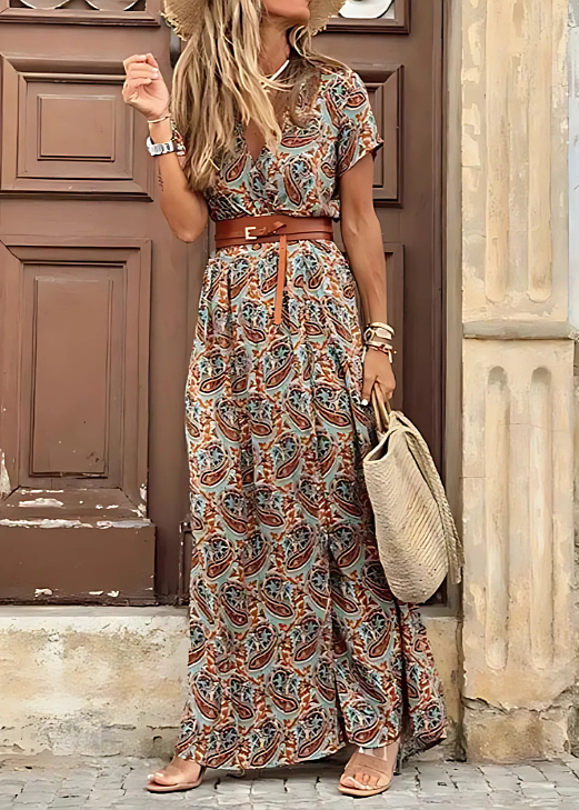 Justine™ – Long Bohemian Flowing Dress with Belt